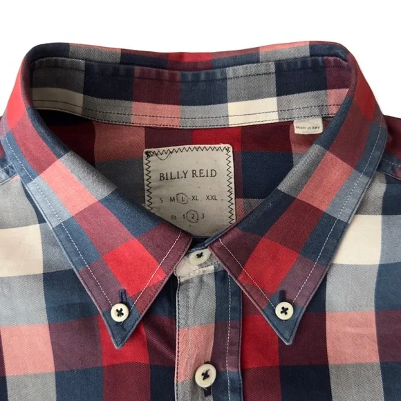 Billy Reid Buffalo Check Oxford Shirt Made in Italy - Picture 7 of 13